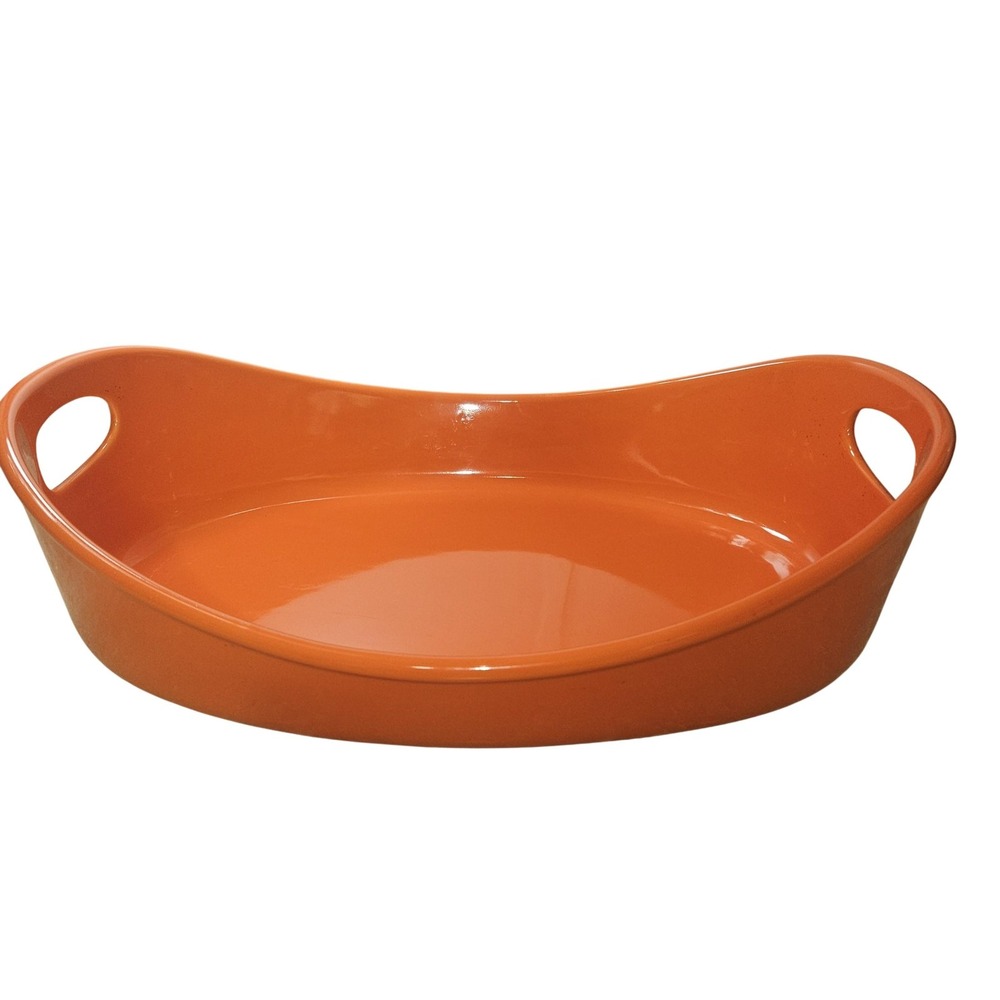 Rachael Ray 4 Quart Oval Baker Orange Stoneware Casserole Dish W Handles